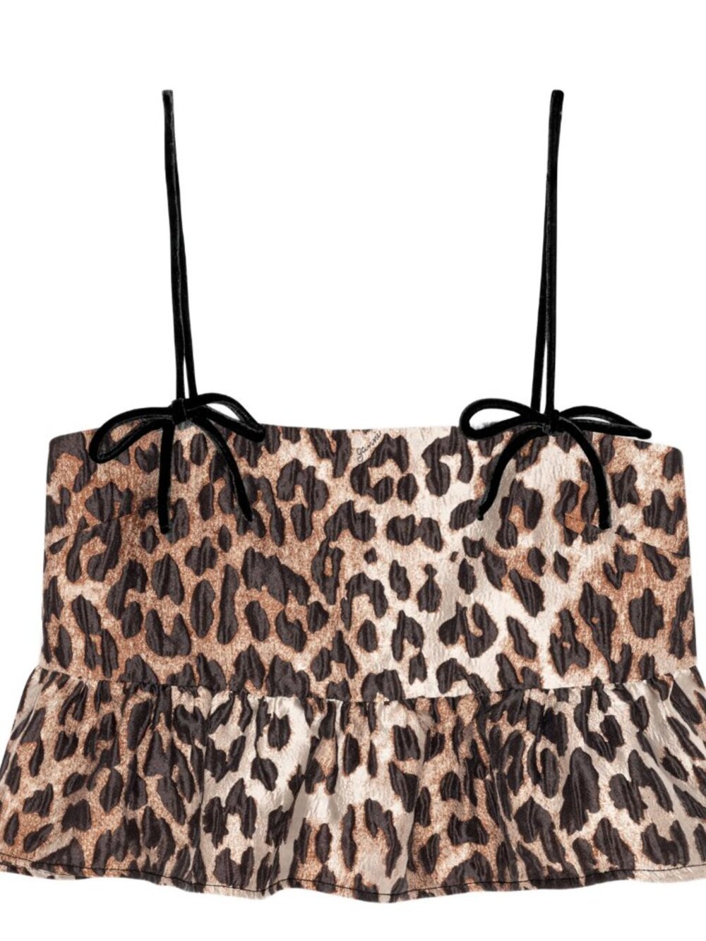 Ganni leopard print top with peplum Size 0, EU 32 Excellent Condition!